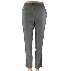 Mango Women's Gray Chevron High Rise Straight Leg Trousers Dress Pants Size 4